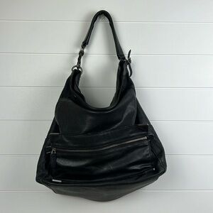 Boss Orange hobo leather bag top snap cow hide black slouch large bag